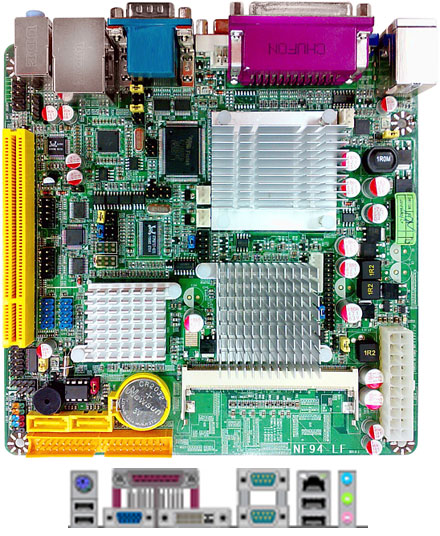 Jetway JNF94-270-LF (with integrated Atom 1.6Ghz CPU, DualChannel (DVI+DSUB), LVDS, HDTV) [<b>FANLESS</b>]